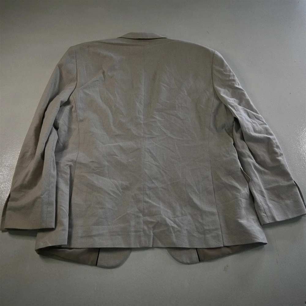 Stafford 50R Beige Basketweave 100% Cotton Mens‎ Blazer Suit Jacket Sport Coat